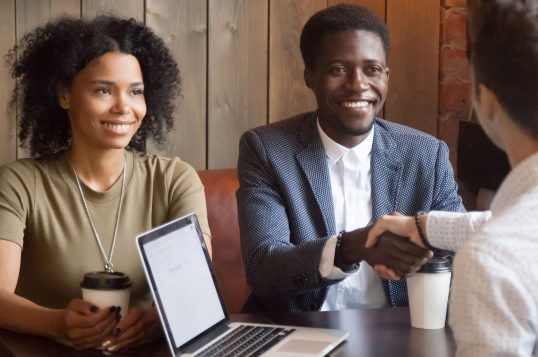 Black couple opening a business account
